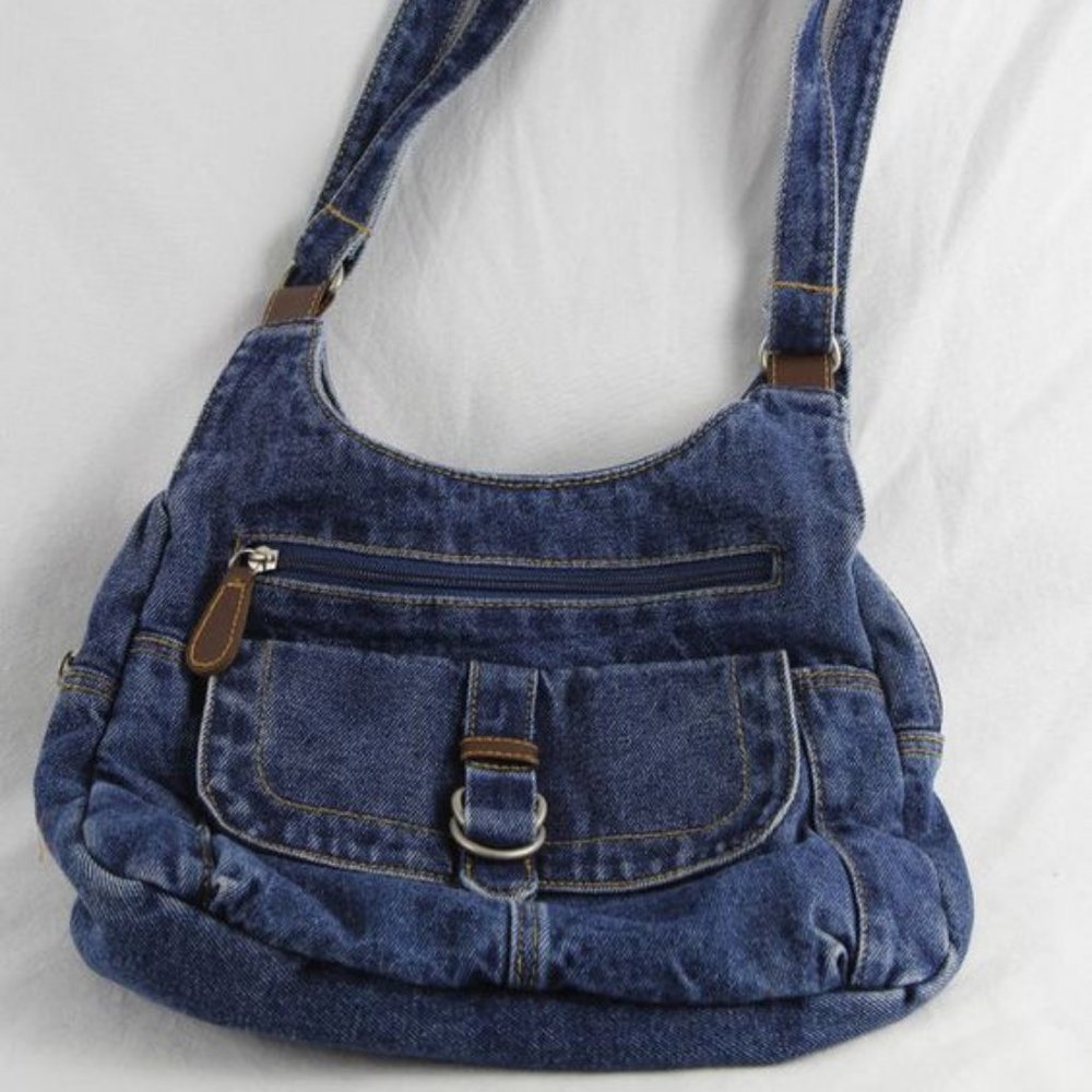 Vtg 90s - 00s demin jean purse with adjustable strap